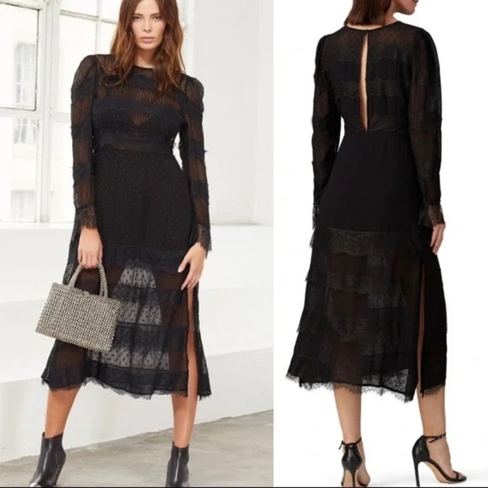 Lace Maxi Dress Black Size Small - Picture 1 of 12